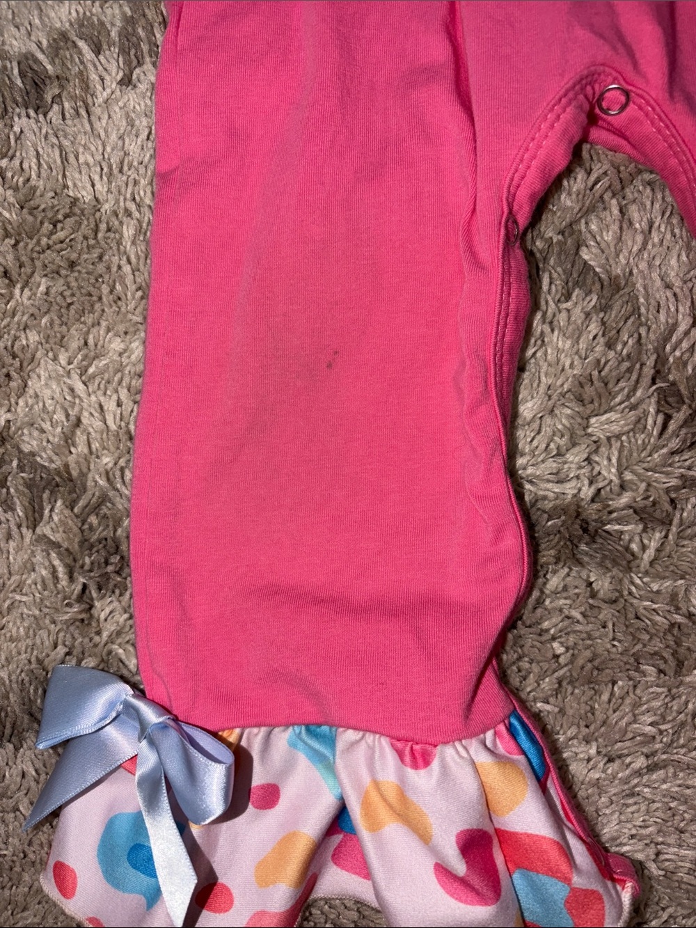Bright Pink Ruffle Heart Footed One-Piece - Picture 4 of 4